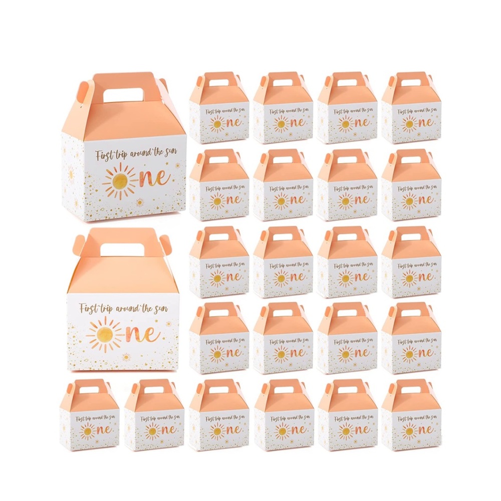 “First Trip Around The Sun” 1st Birthday Treat or Favor Boxes, 24 ct